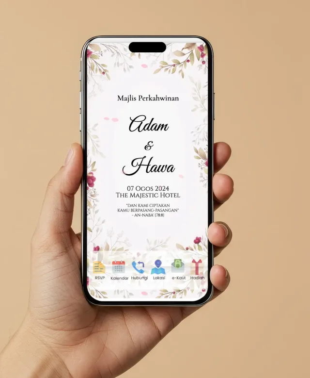 Contoh kad kahwin digital premium Tuan Majlis untuk jemputan perkahwinan online