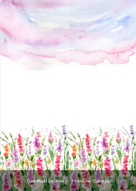 Preview sebenar design Watercolor 01 untuk kad kahwin digital